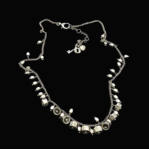 Fossil Silver Tone Hex Nuts Cluster Necklace - Picture 2 of 13